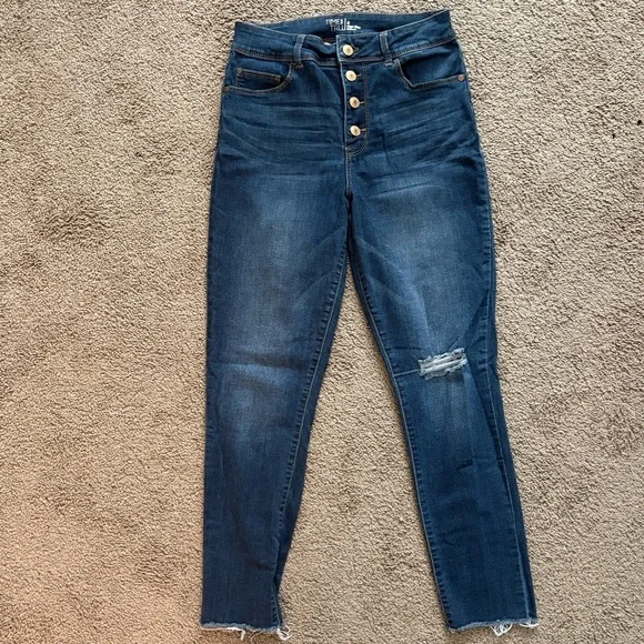 Women's High-Waisted Blue Jeans - Picture 1 of 2